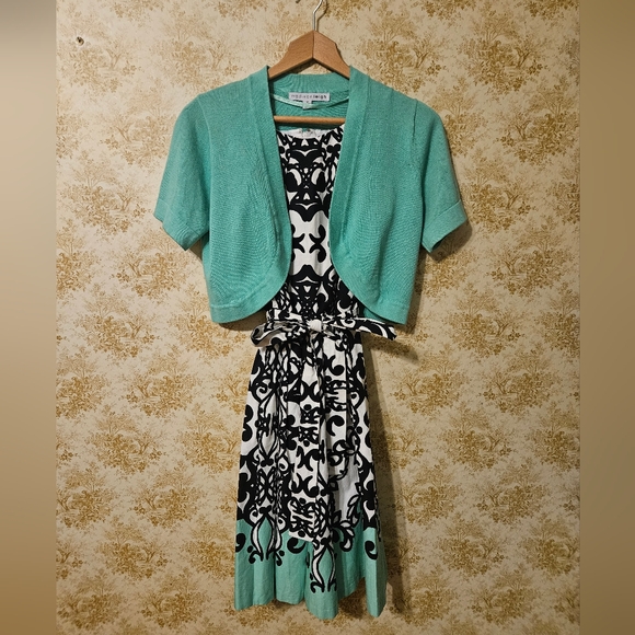 madison leigh Dresses & Skirts - Size 8-10 dress set with shrug black,white& mint green
